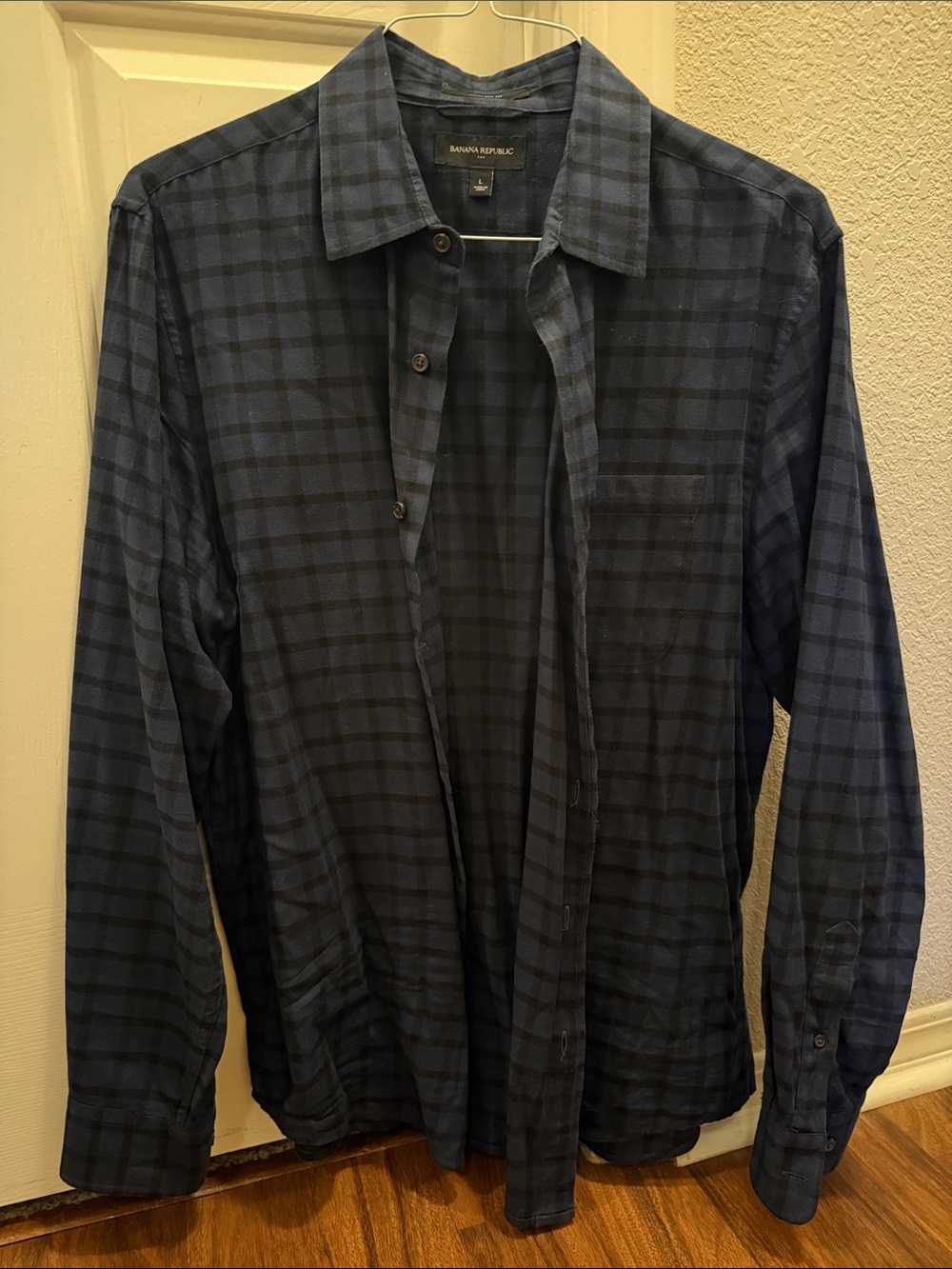 Banana Republic Dark Blue Plaid Button-Down Shirt